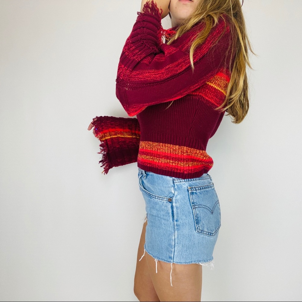 Free People striped retro bell sleeve turtleneck - Picture 4 of 5